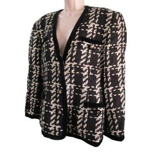 Escada Margaretha Ley Boucle Wool Blend Velvet Trim Jacket 42 Damage Button GUC